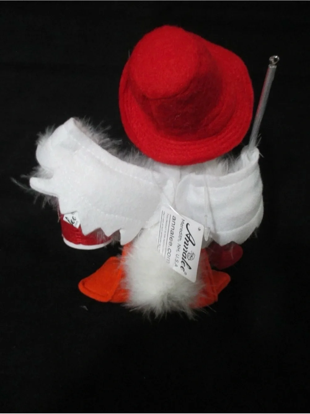 Annalee Valentine White & Red Plush Duck with Orange Beak and Feet